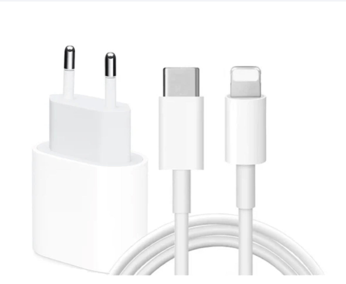 iPhone Laddare Snabbladdare - Adapter + Kabel 20W USB-C 1m Vit